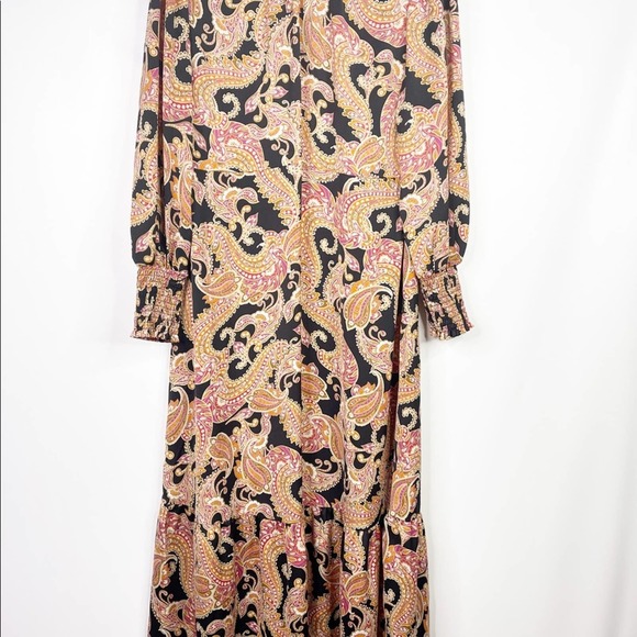 Who What Wear Paisley Maxi Dress Size L Print Puff Long Sleeve Dress - Picture 7 of 9